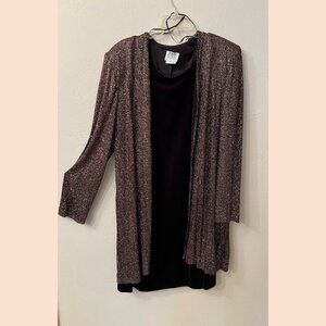 Sleeveless velvet dress with sequined duster jacket
